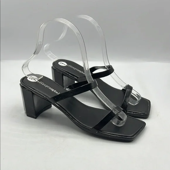 Jeffrey Campbell Sz 7 JAMM-3‎ Jelly Slide Sandal Black Chunky Heel Sandals NEW - Picture 2 of 13